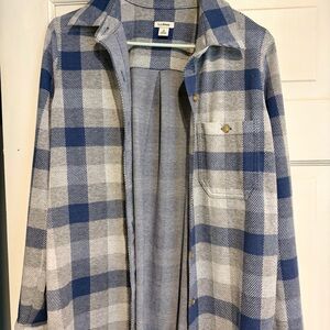 L.L.Bean Blue and Gray Plaid Flannel Shirt